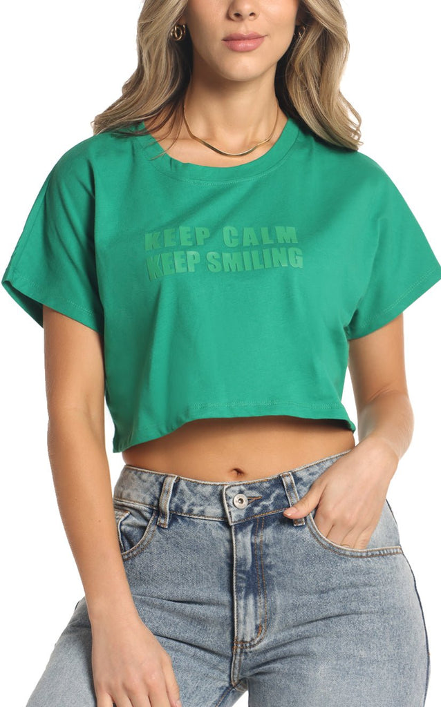 Camiseta Verde Tipo Crop - Navissi Clothing ♡