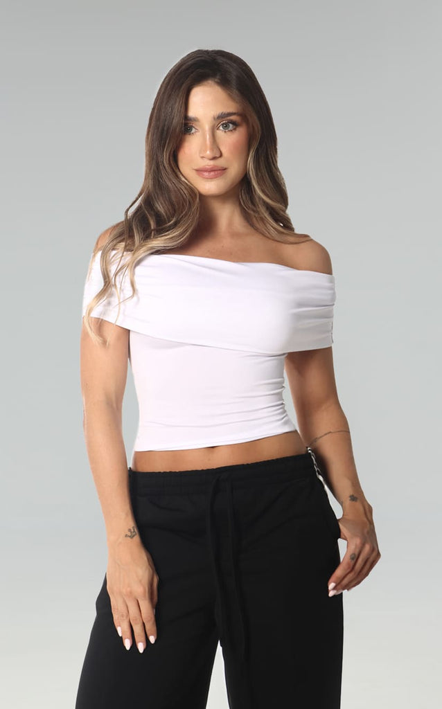 Blusa Blanca Escote Bandeja Navissi