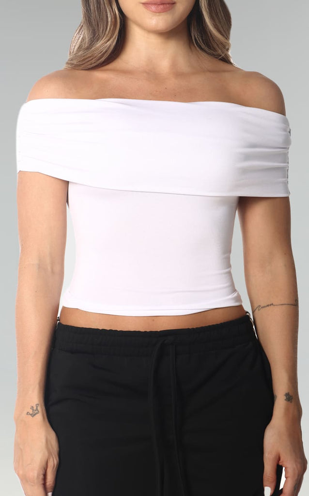 Blusa Blanca Escote Bandeja Navissi