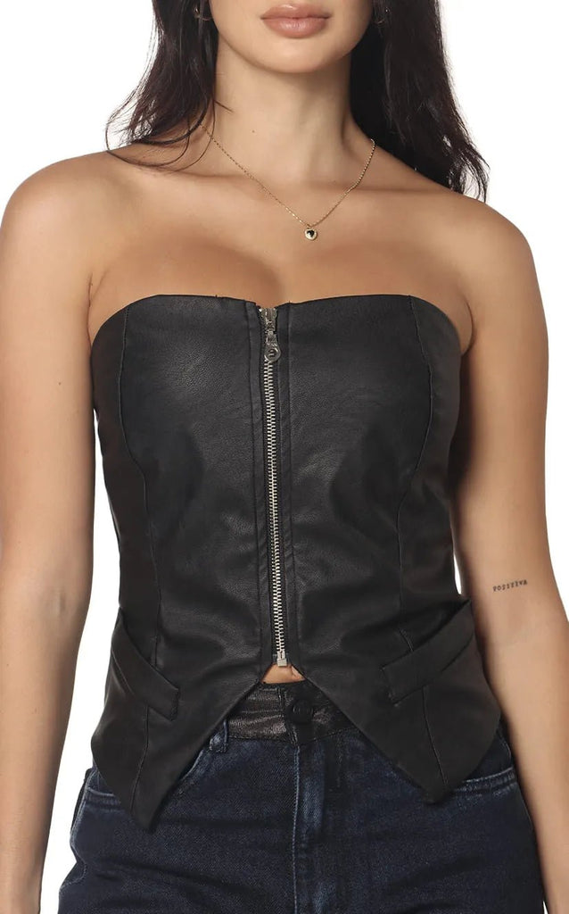 Blusa Negra Straple Cuerina - Navissi Clothing ?