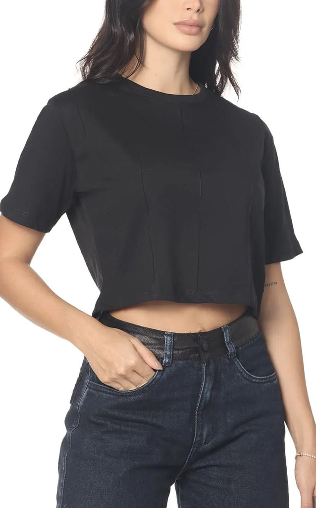 Camiseta Negra Cropped - Navissi Clothing ♡