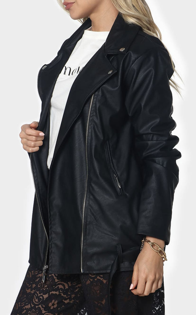 Chaqueta Negra Biker Larga - Navissi