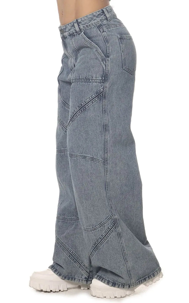 Jean Azul Wide Leg Cortes - Navissi Clothing ♡