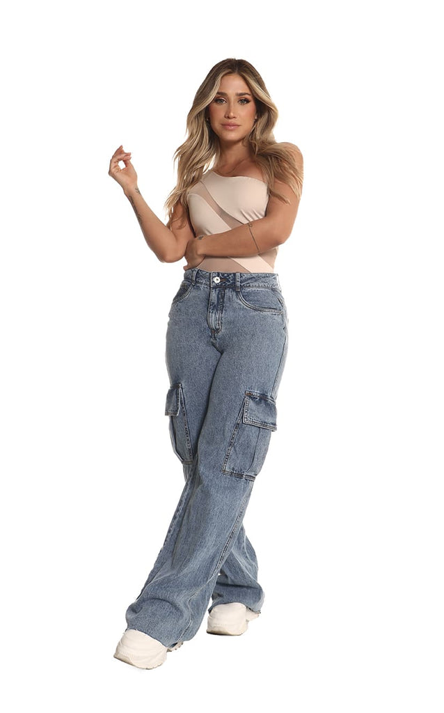 Jean Cargo Azul Wide Leg - Navissi Clothing ?