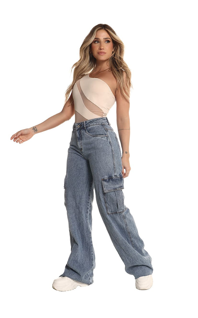 Jean Cargo Azul Wide Leg - Navissi Clothing ?