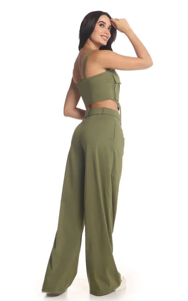 Pantalón Verde Tipo Sastre - Navissi Clothing ♡