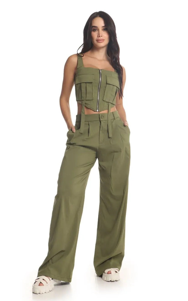 Pantalón Verde Tipo Sastre - Navissi Clothing ♡