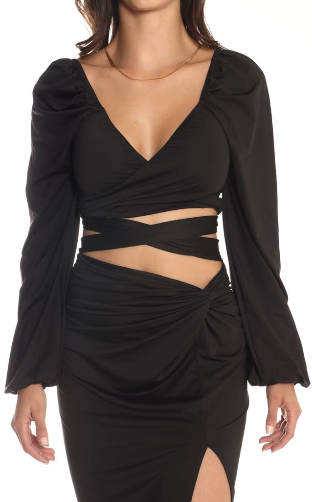 Blusa Negra Amarre En Cintura - Navissi Clothing ♡