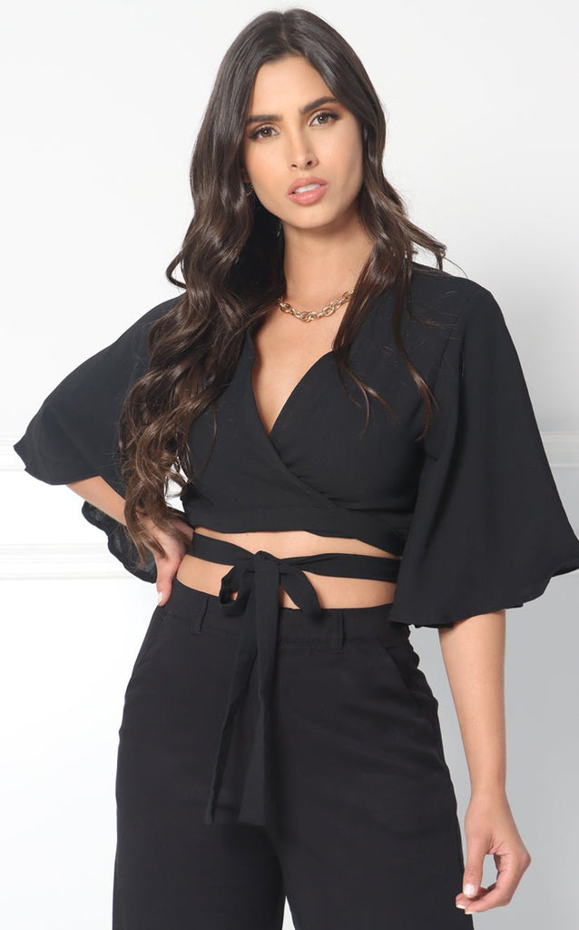 Blusa Negra Escote Cruzado - Navissi Clothing ♡