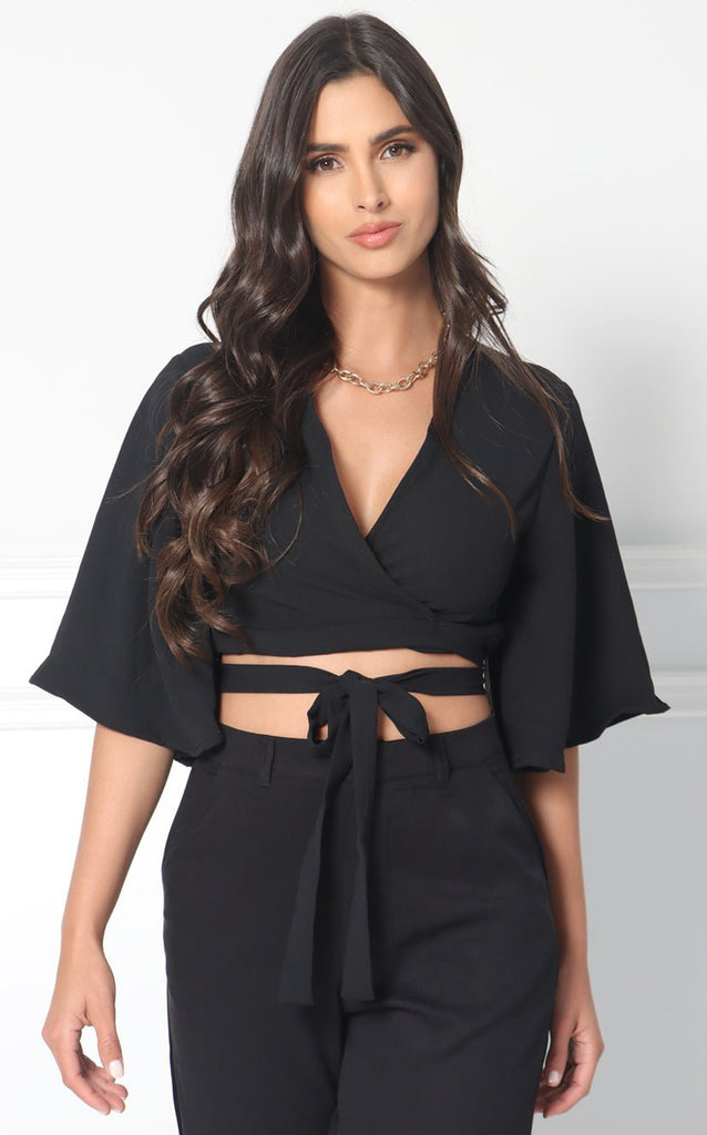 Blusa Negra Escote Cruzado - Navissi Clothing ♡