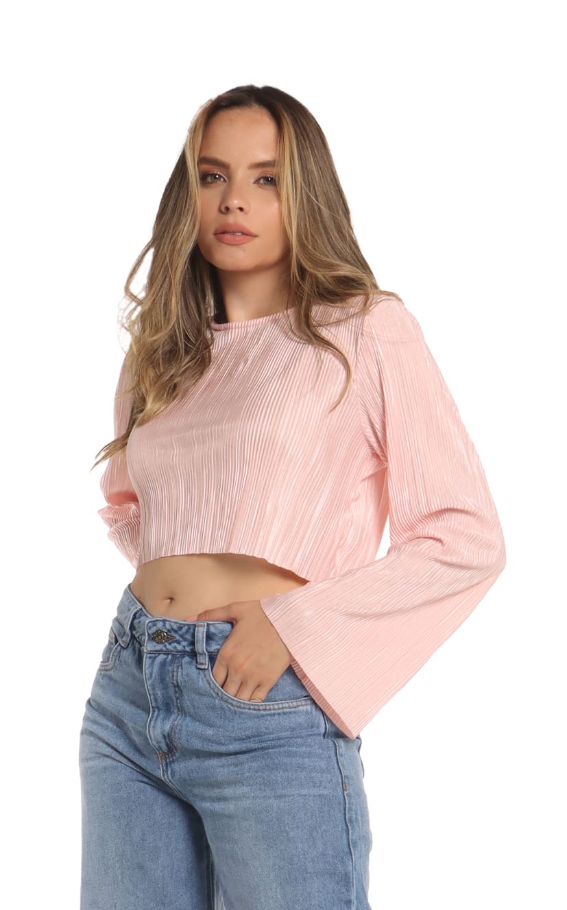 Inicio Blusa Rosa Manga Campana