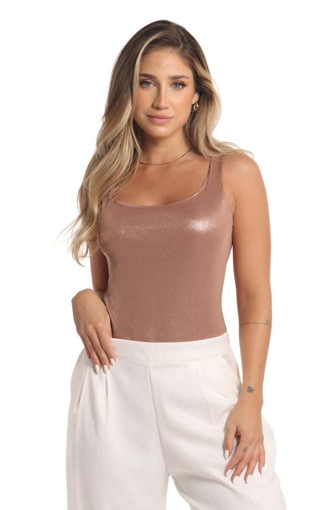 Body Rosa Metalizado Básico - Navissi Clothing