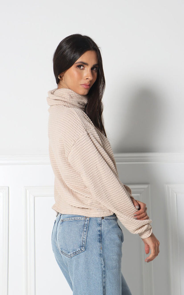 Buzo arena cuello alto manga bombacho - Navissi Clothing ♡