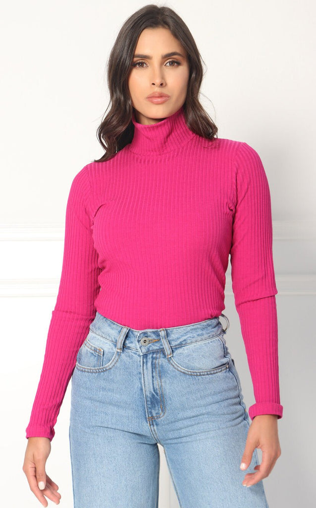 Buzo Fucsia Rib Cuello Alto - Navissi Clothing ♡