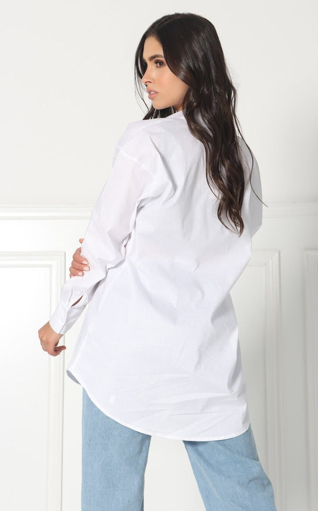 Camisa Blanca Bolsillos En Frente - Navissi Clothing ♡