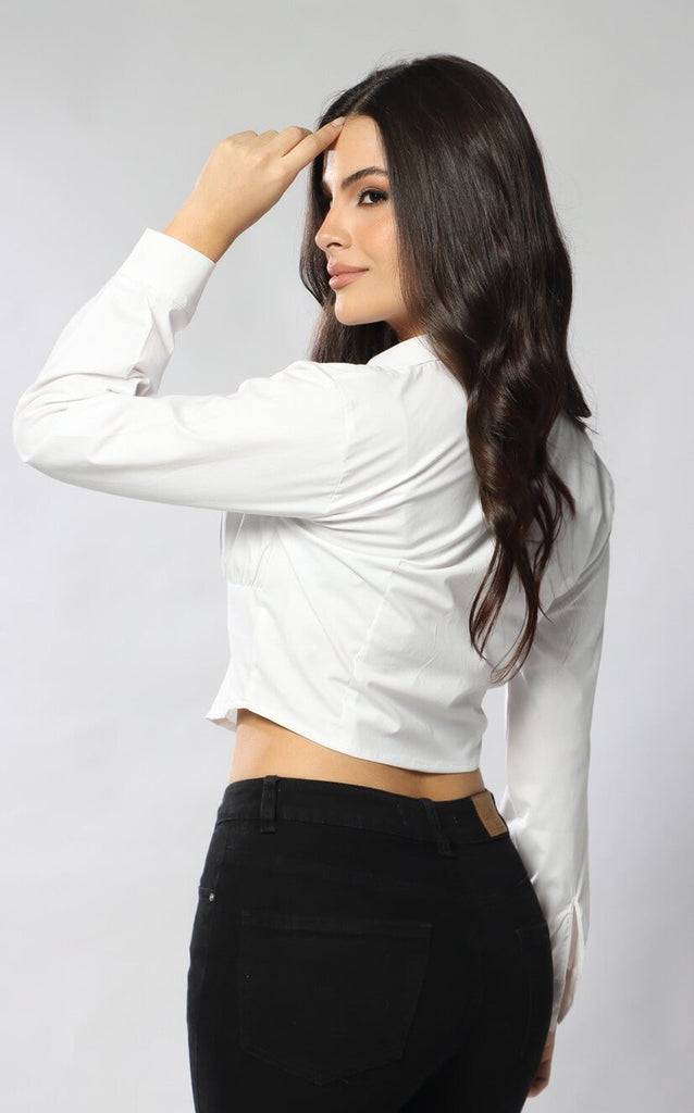 Camisa Marfil Tipo Cropped - Navissi Clothing ♡