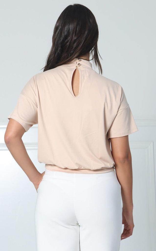 Camiseta Avena Cropped Con Fajón En Cintura - Navissi Clothing ♡