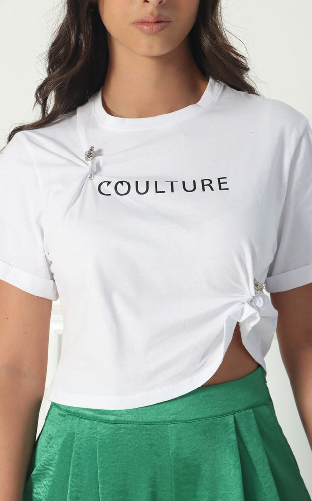 Camiseta Blanca Aplique Enfrente - Navissi Clothing ♡