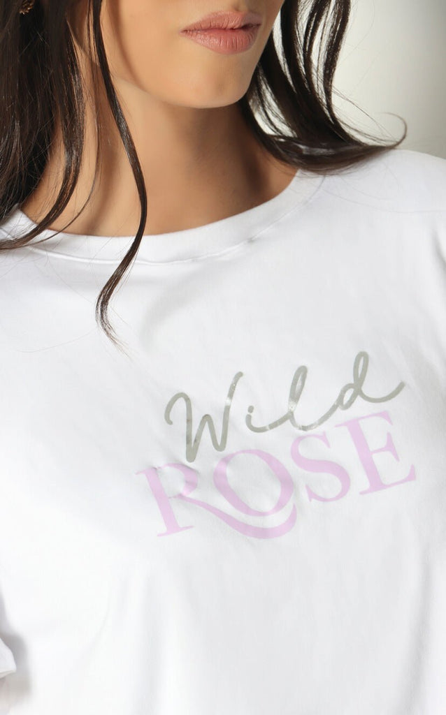 Camiseta Blanca Bolero Estampada Wild Rose - Navissi Clothing ♡
