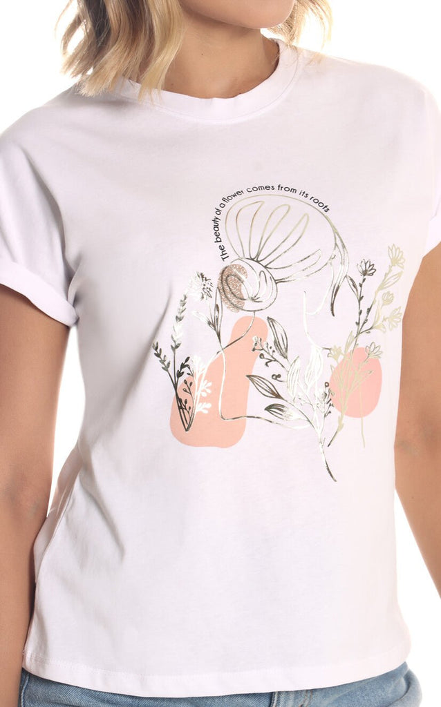 Camiseta Blanca Mujer & Flores - Navissi Clothing ♡