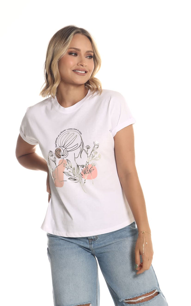 Camiseta Blanca Mujer & Flores - Navissi Clothing ♡