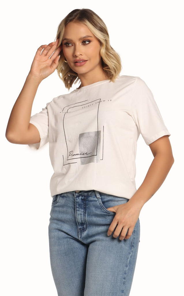 Camiseta Marfil Estampado - Navissi Clothing ?