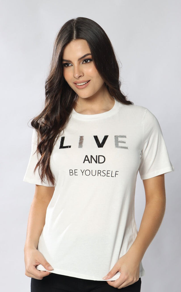 Camiseta Marfil Live And Be Yourself - Navissi Clothing ♡