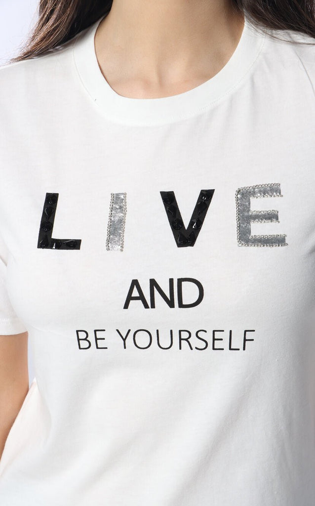 Camiseta Marfil Live And Be Yourself - Navissi Clothing ♡