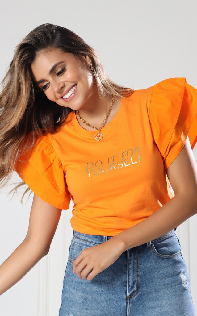 Camiseta Naranja Doble Bolero - Navissi Clothing ♡