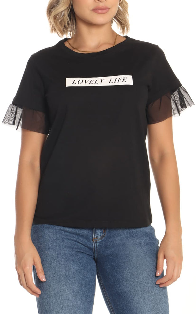 Camiseta Negra Bolero En Tull - Navissi Clothing ♡