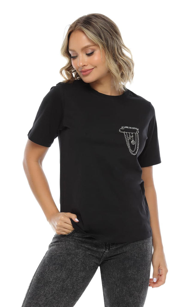 Camiseta Negra Con Accesorio - Navissi Clothing ♡