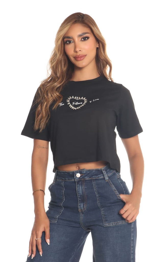 Camiseta Negra Corazón - Navissi Clothing ♡