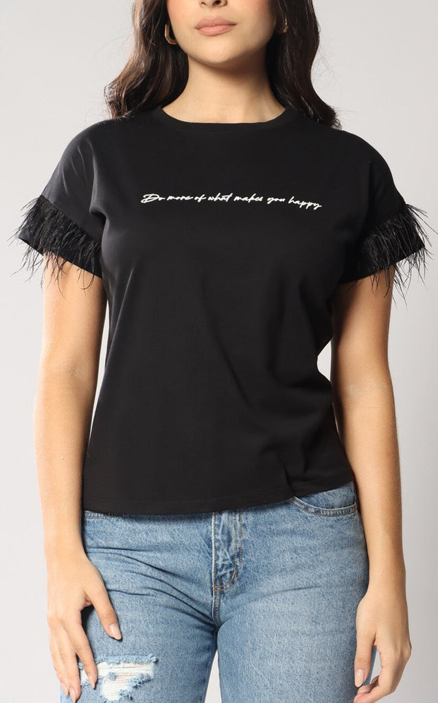 Camiseta Negra Plumas - Navissi Clothing ?