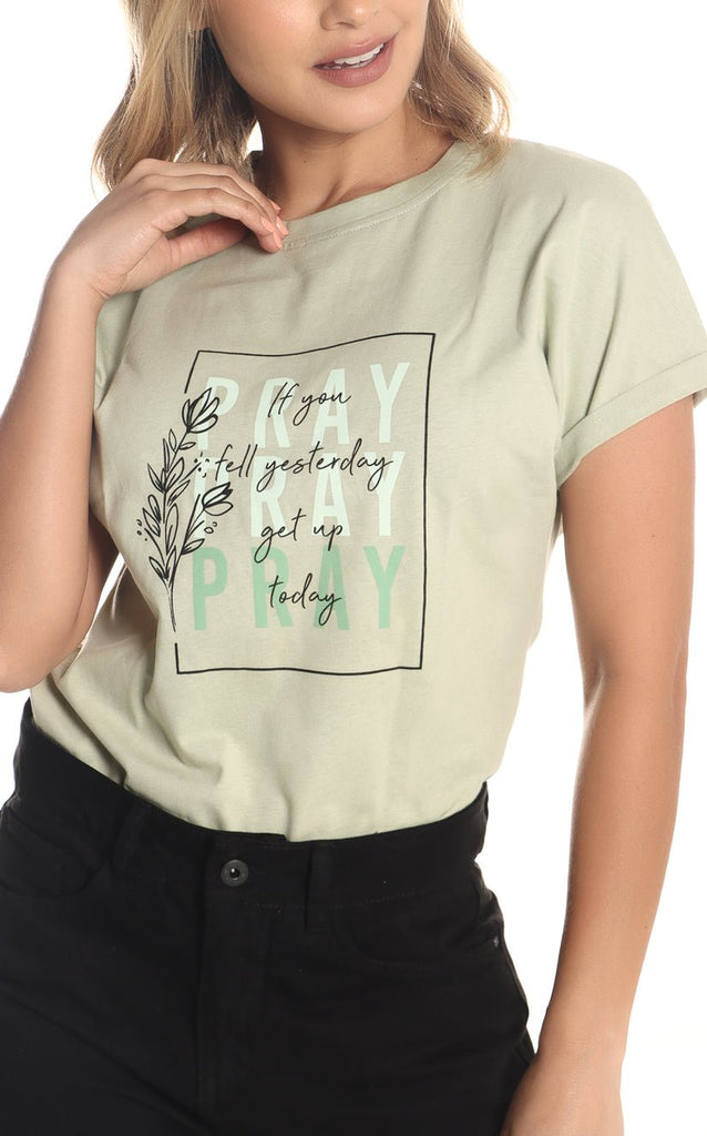 Camiseta Verde PRAY - Navissi Clothing ♡
