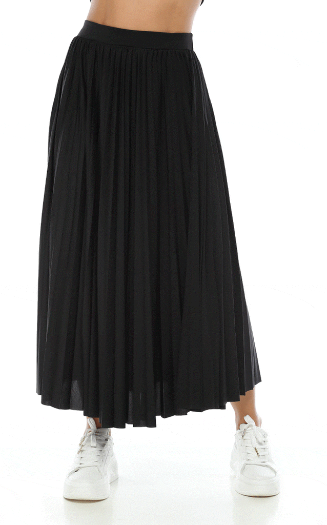 Falda Midi Negra Plisada - Navissi Clothing ♡