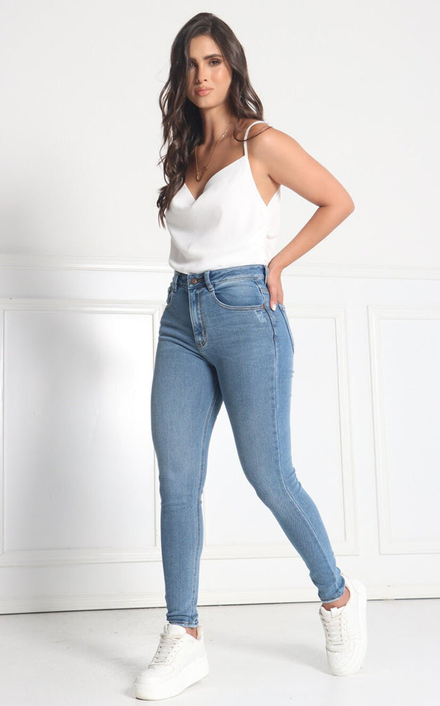 Jean Azul Medio Skinny - Navissi Clothing ♡