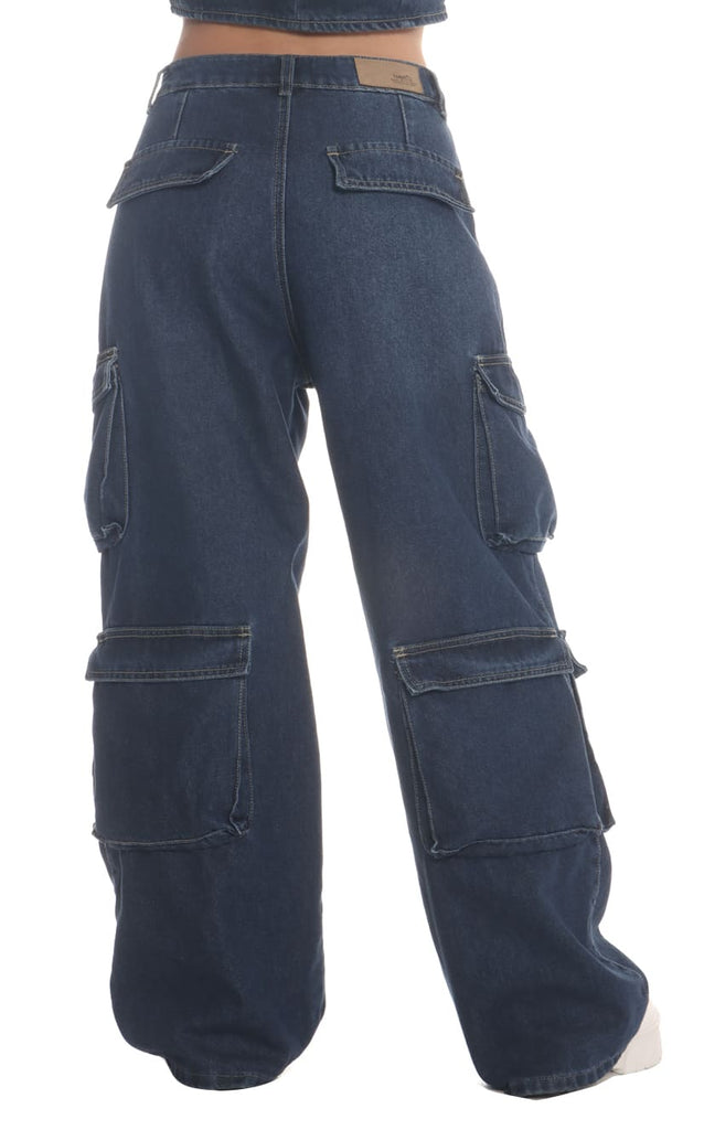 Jean Azul Wide Leg Cargo - Navissi Clothing ♡