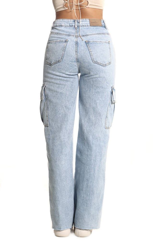Jean Cargo Azul Wide Leg - Navissi Clothing ♡