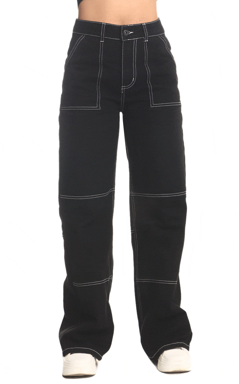 Ancho - Negro / Jeans Para Mujer / Ropa Para Mujer