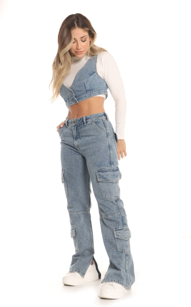 Jeans Straight Cargo Dirty - Navissi Clothing ♡