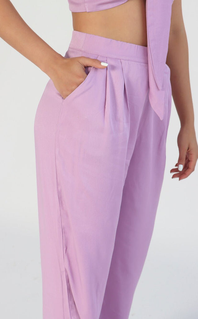 Pantalón Lila Con Prenses & Abertura - Navissi Clothing ♡