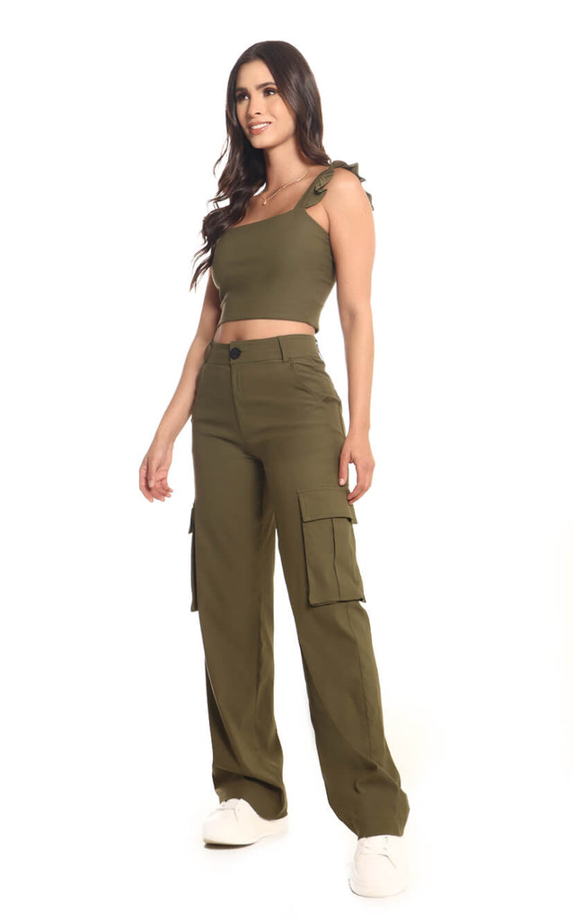 Pantalón Verde Militar Cargo - Navissi Clothing ♡