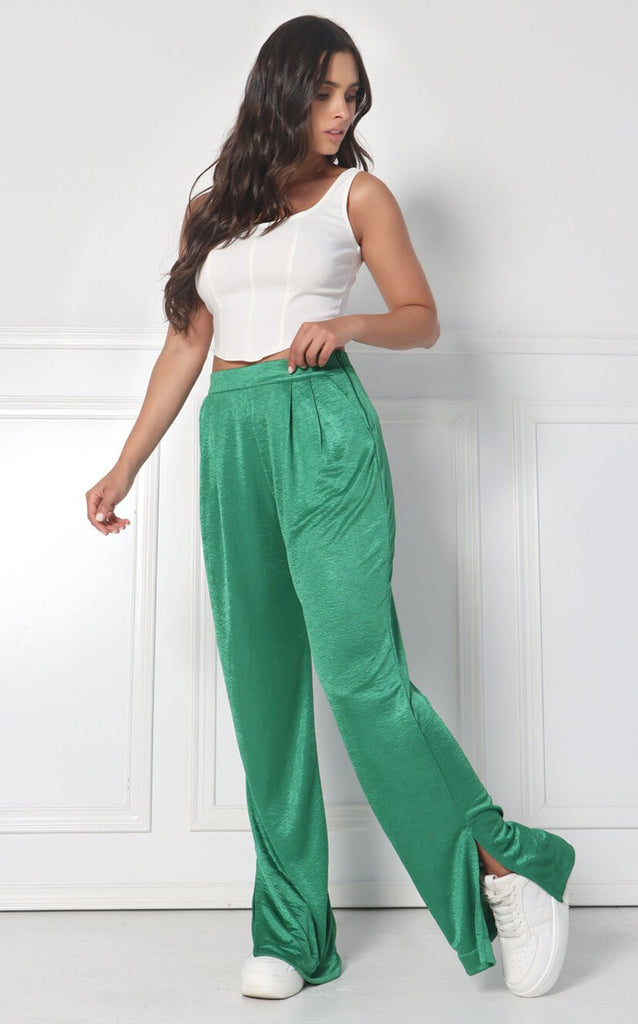 Pantalón Verde Satín - Navissi Clothing ♡