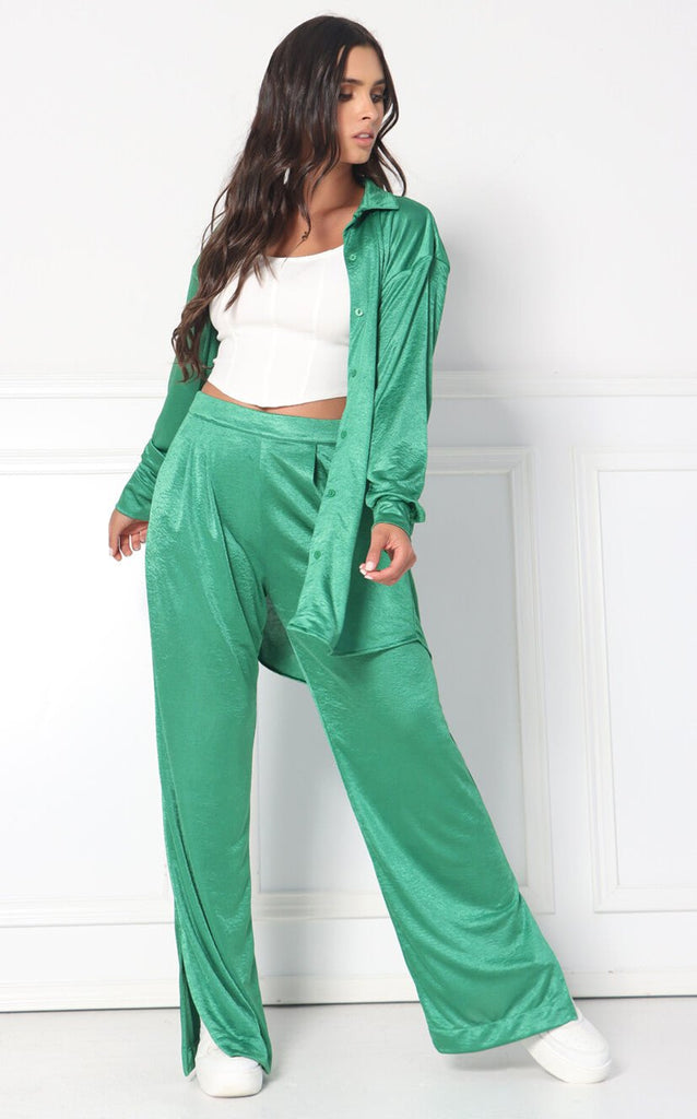 Pantalón Verde Satín - Navissi Clothing ♡