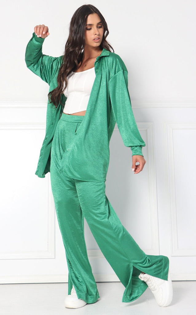 Pantalón Verde Satín - Navissi Clothing ♡