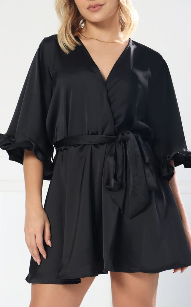 Vestido Negro Escote Cruzado - Navissi Clothing ♡